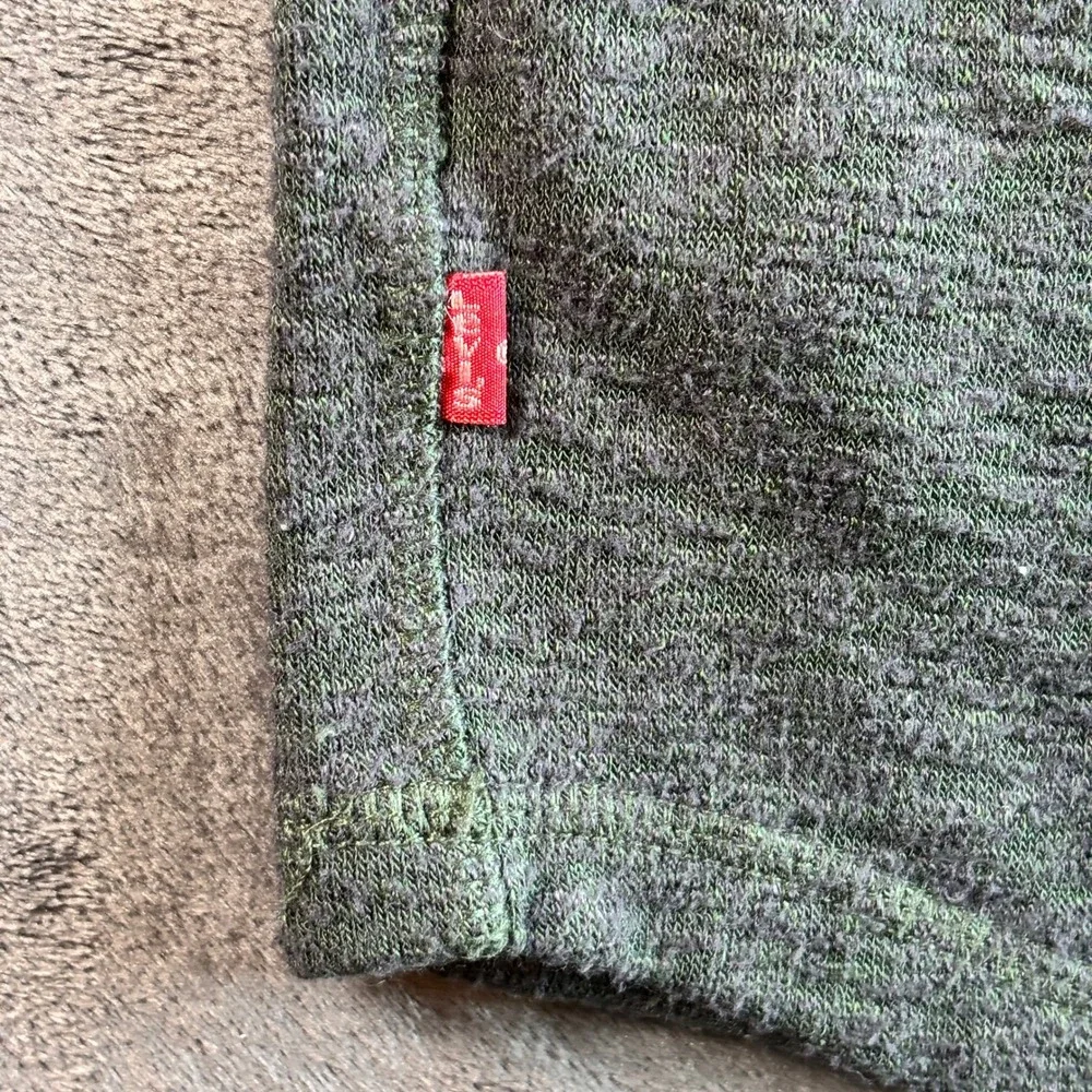 Levi's Mens Polyester Rayon Hoodie Pullover Curved Hem Small Green